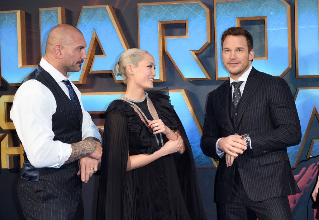 Dave Bautista, Pom Klementieff, and Chris Pratt of "Guardians of the Galaxy Vol. 2" 