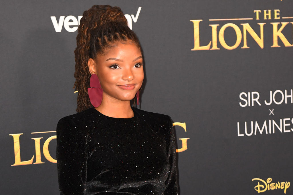 Halle Bailey from US duo Chloe X Halle arrives for the world premiere of Disney's 'The Lion King'