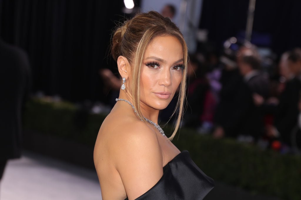 Jennifer Lopez wearing a black dress