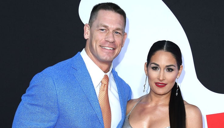 John Cena and Nikki Bella on the red carpet at an event in April 2018