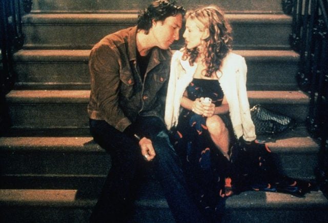 John Corbett as Aidan Shaw and Sarah Jessica Parker as Carrie Bradshaw in a scene from 'Sex and the City'