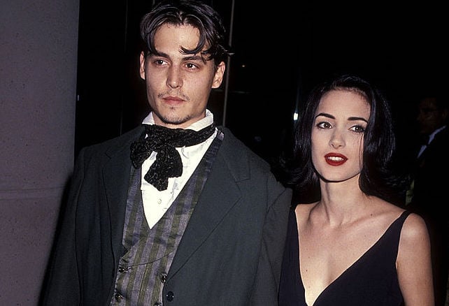Johnny Depp and Winona Ryder at an award show in January 1991