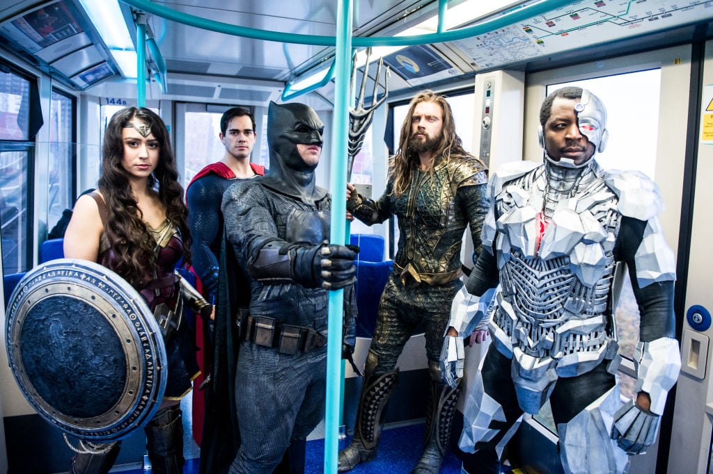 'Justice League' characters on the London Underground