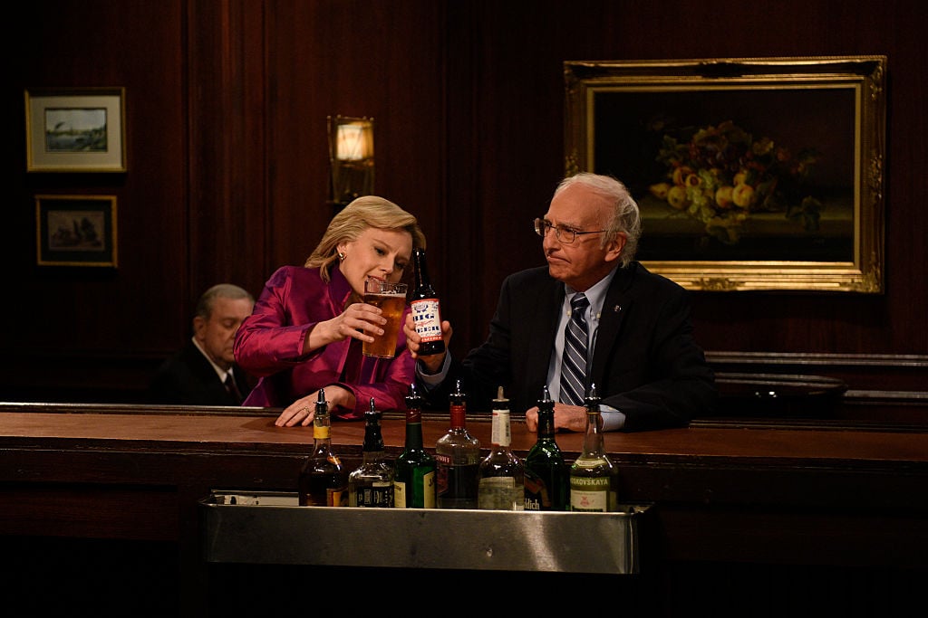 Kate McKinnon as Hillary Clinton and Larry David as Bernie Sanders during the "Hillary and Bernie Cold Open" sketch