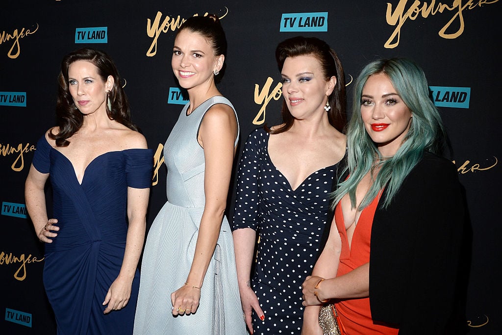 (L-R) Miriam Shor, Sutton Foster, Debi Mazar and Hilary Duff