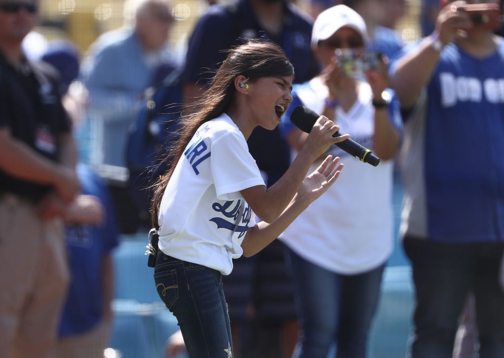 Madison Baez sings the National Anthem