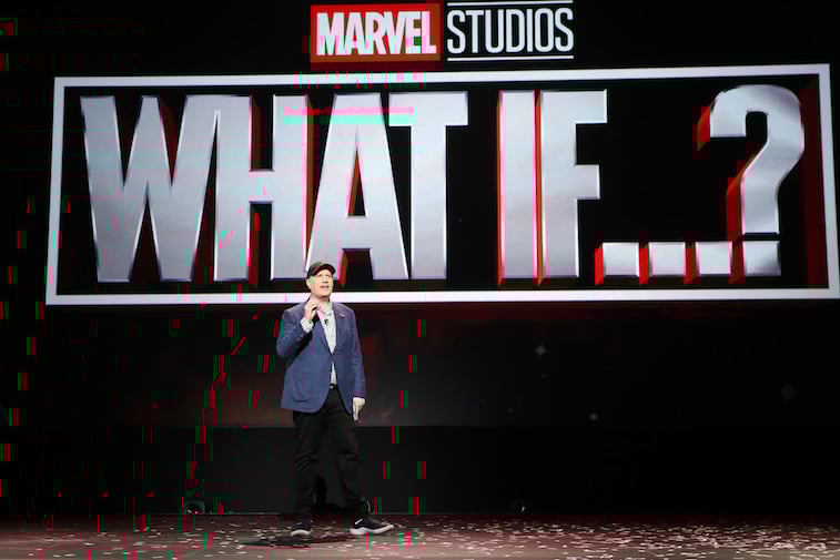 Kevin Feige speaks onstage