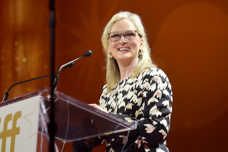 Meryl Streep speaks onstage