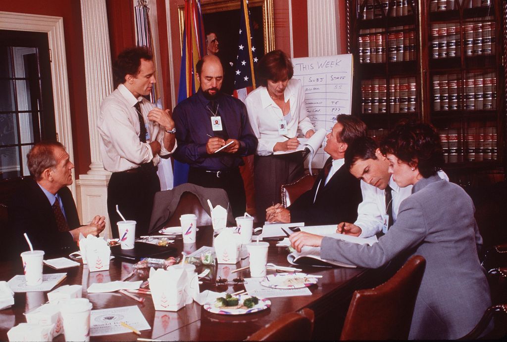 Moira Kelly, Dule Hill, Rob Lowe, Richard Schiff, Martin Sheen, John Spencer, Allison Janney, and Bradley Whitford