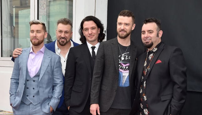Lance Bass, Joey Fatone, JC Chasez, Justin Timberlake, and Chris Kirkpatrick at an event in April 2018