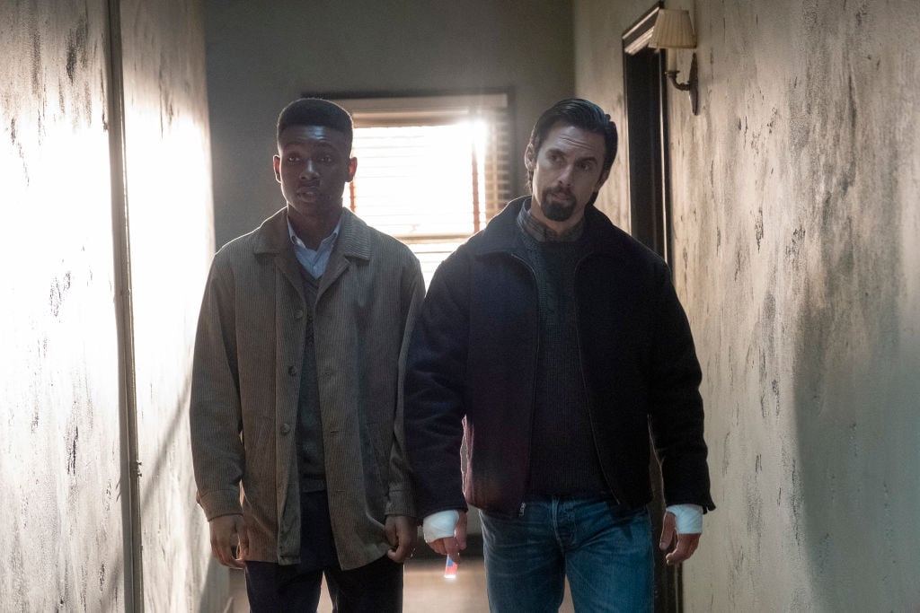 Niles Fitch as Randall and Milo Ventimiglia as Jack on 'This Is Us' - Season 4