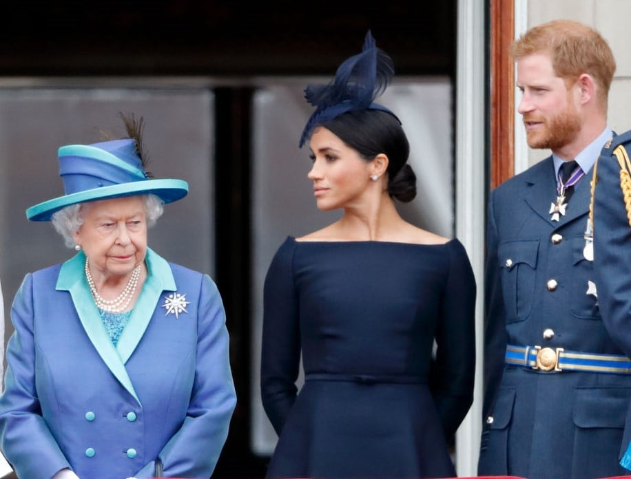 Queen Elizabeth II, Meghan Markle, and Prince Harry