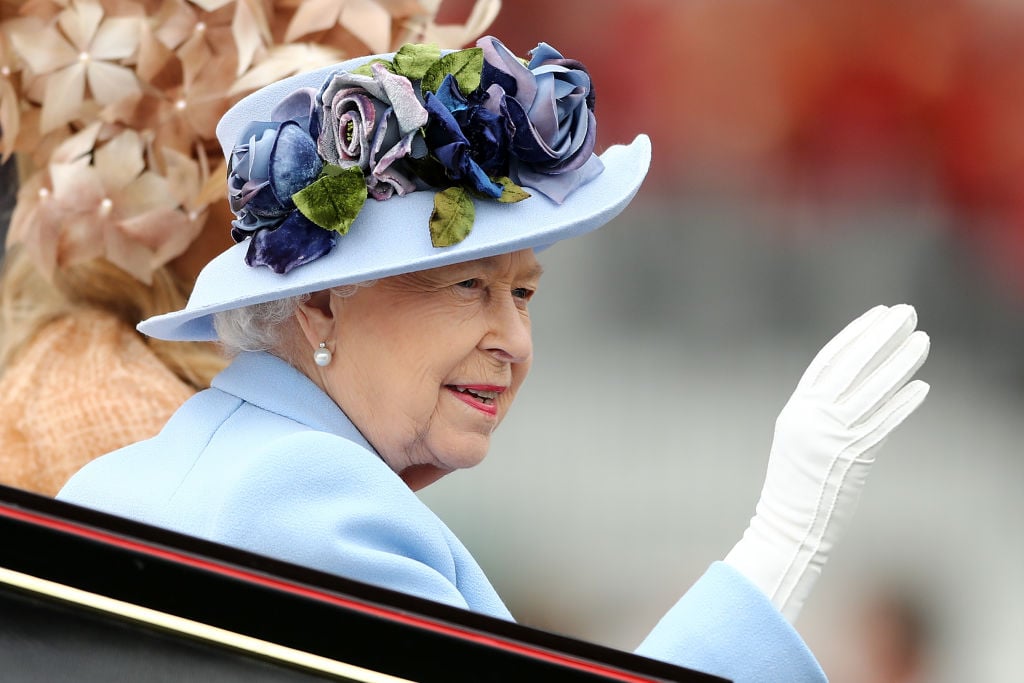 Queen Elizabeth II wearing white gloves