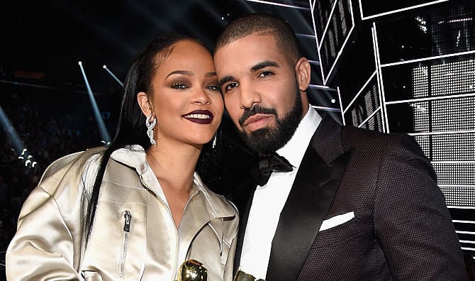 Rihanna and Drake at an award show in August 2016