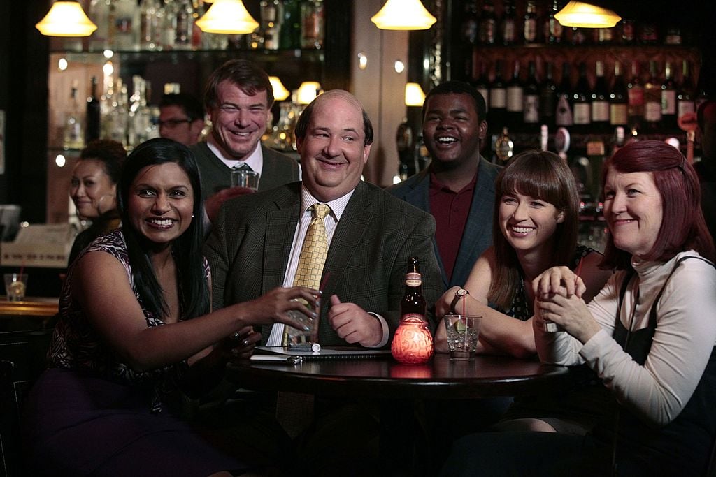 Mindy Kaling as Kelly Kapoor, Brian Baumgartner as Kevin Malone, Ellie Kemper as Kelly Erin Hannon, Kate Flannery as Meredith Palmer