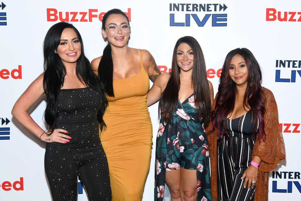 Angelina Pivarnick, Jenni 'JWoww' Farley, Deena Cortese, and Nicole 'Snooki' Polizzi at an event in July 2019
