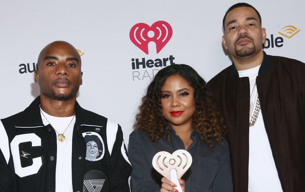 Charlamagne Tha God, Angela Yee, and DJ Envy at an award show in January 2020