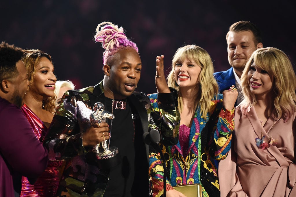 Todrick Hall and Taylor Swift receive 'Video For Good' award for onstage during the 2019 MTV Video Music Awards