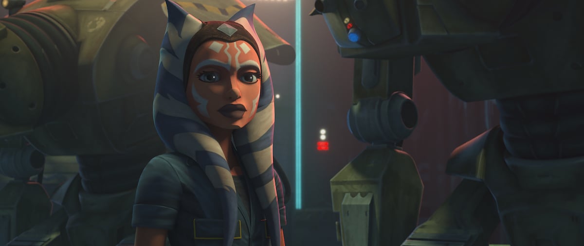 Ahsoka Tano is in the underworld of Coruscant in Season 7, Episode 5, "Gone With a Trace," 'The Clone Wars.'