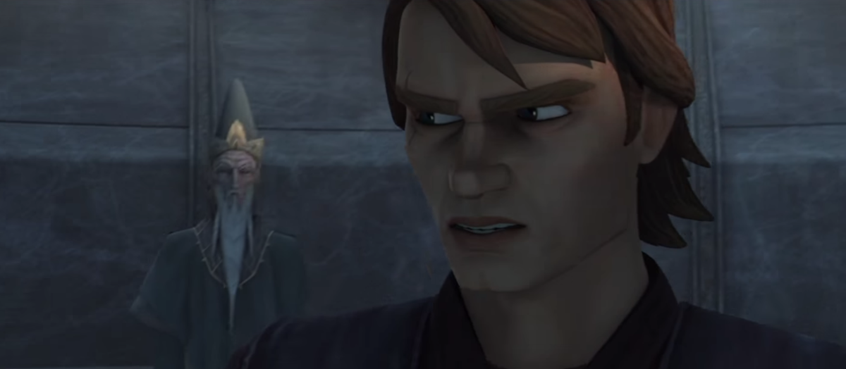 Anakin Skywalker talks with the Father on Mortis in 'The Clone Wars' Season 3.