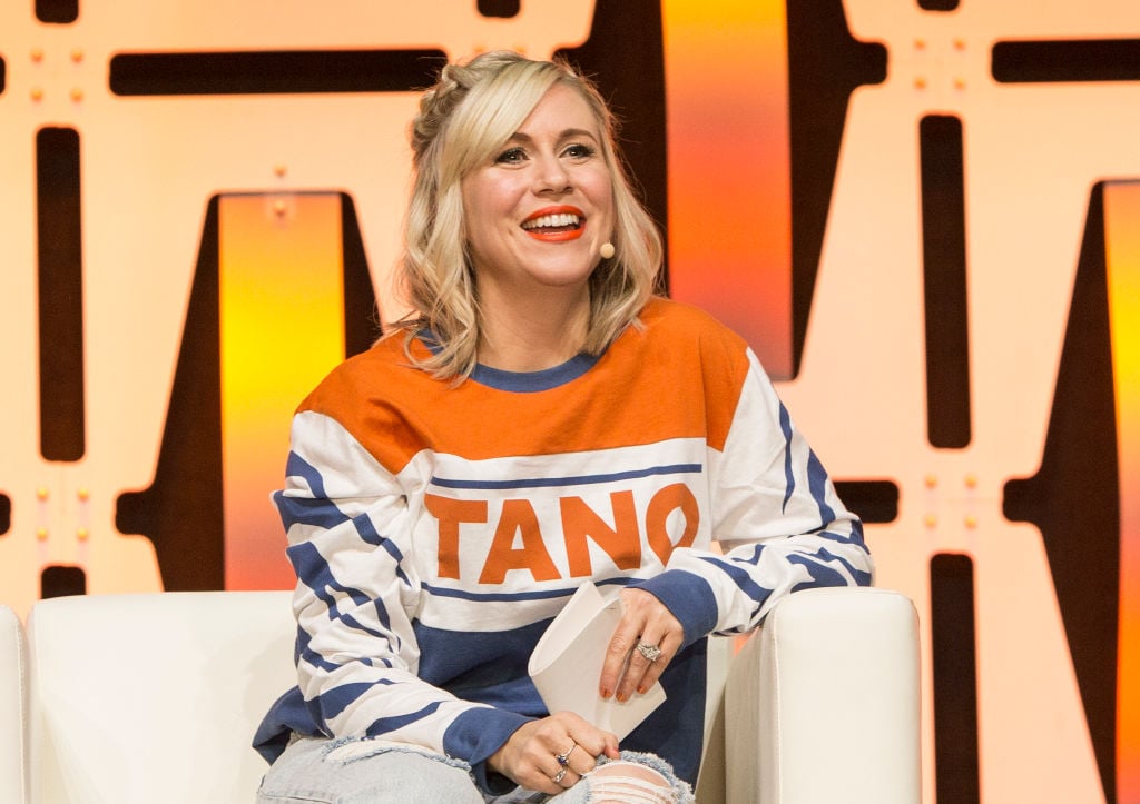 Ashley Eckstein speaking on a panel at Star Wars Celebration on April 11, 2019 in Chicago, Illinois.