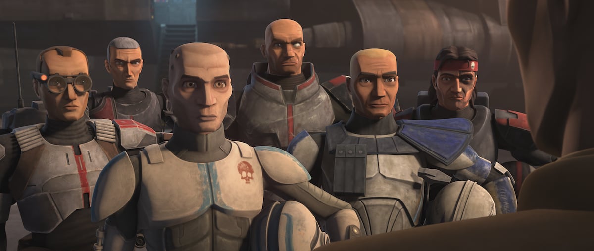 Echo and the Bad Batch say goodbye to Rex at the end of Episode 4, 'The Clone Wars.'
