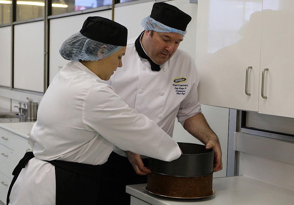 Chefs prepared chocolate biscuit cake