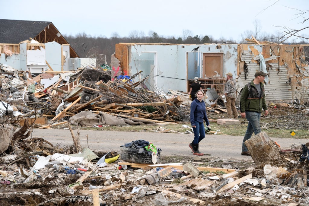 Tornado aftermath damage 