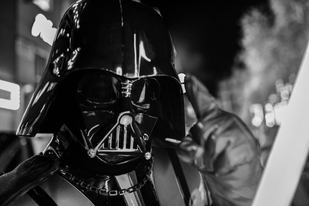 Darth Vader at the European premiere of 'Star Wars: The Rise of Skywalker' at Cineworld Leicester Square on December 18, 2019.