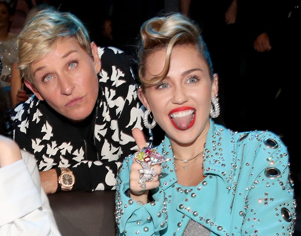 Ellen DeGeneres and Miley Cyrus attend the 2017 MTV Video Music Award