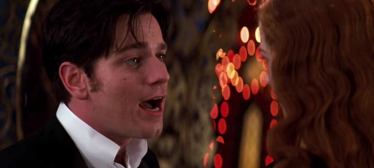 Christian (Ewan McGregor) singing to Satine (Nicole Kidman) for the first time in 'Moulin Rouge.' 