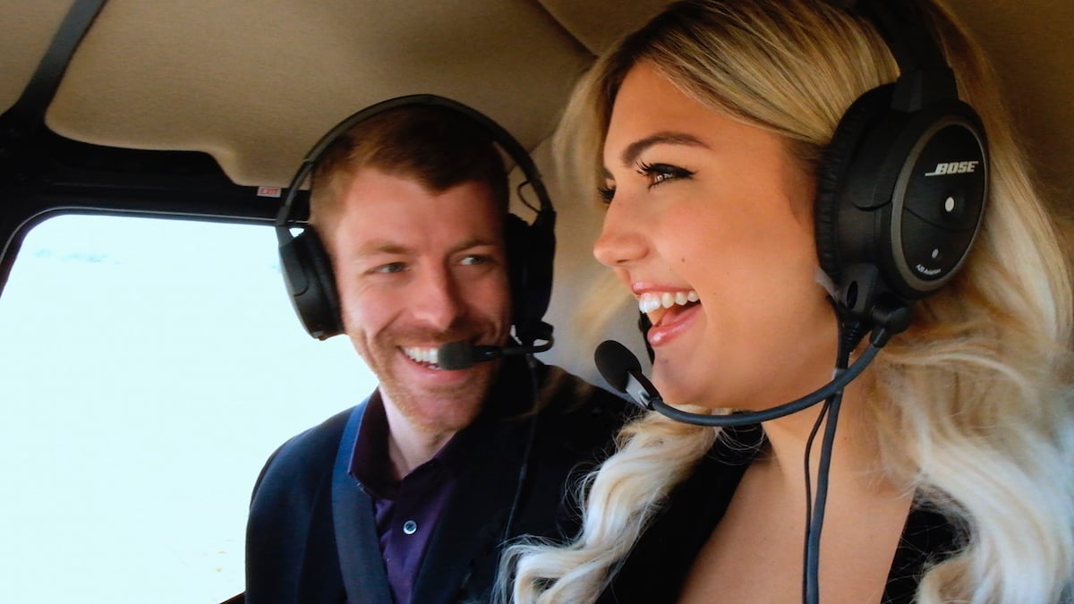 Damian and Giannina on their helicopter date in 'Love Is Blind.'