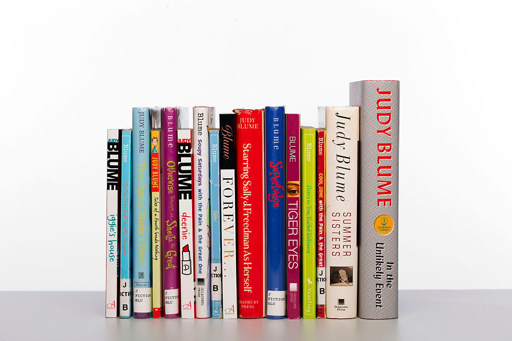 row of books written by Judy Blume