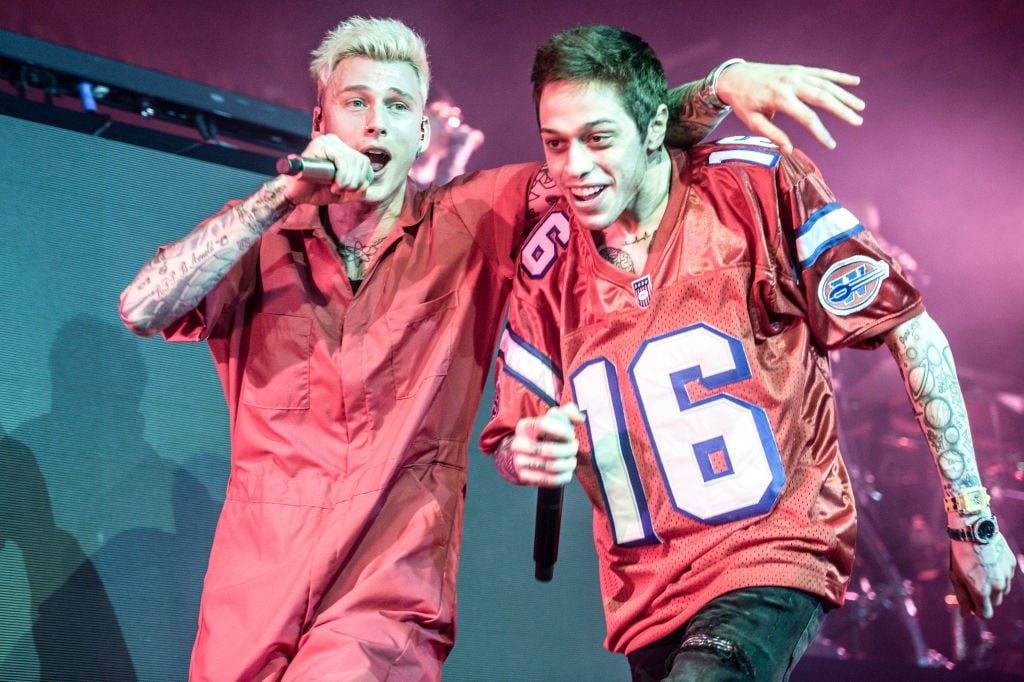 Machine Gun Kelly and Pete Davidson perform at PlayStation Theater on June 8, 2019 in New York City.