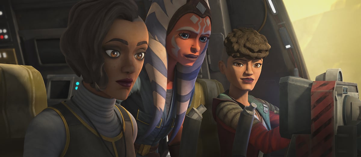 Ahsoka on a ship with Rafa and Trace Martez in Episode 6, "Deal No Deal" on 'The Clone Wars.'
