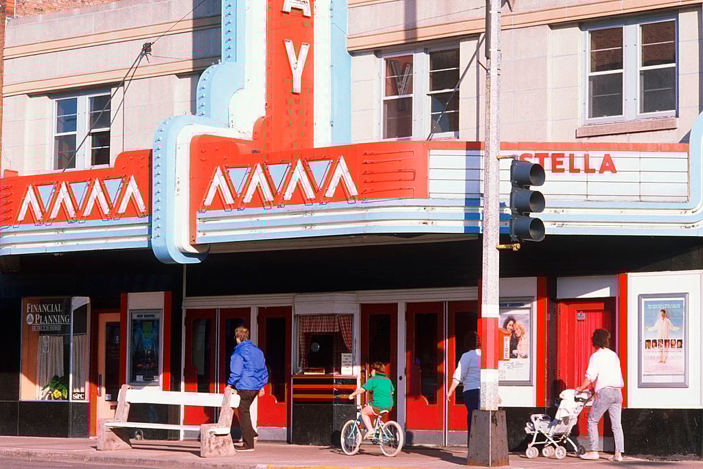 Marquee of a smalltown movie theater
