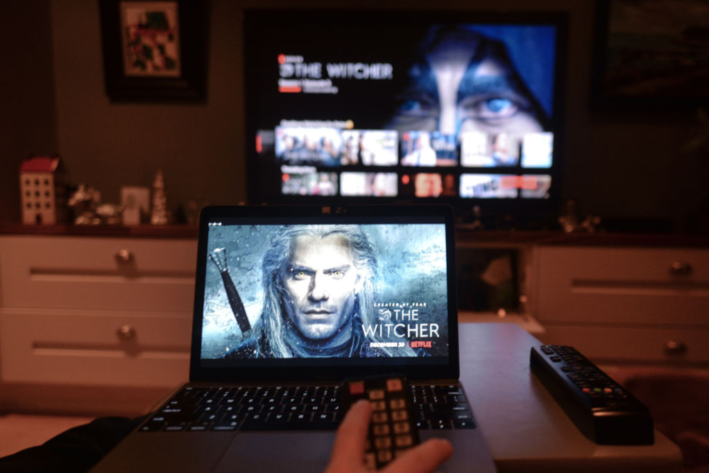 Person watching Netflix's 'The Witcher'