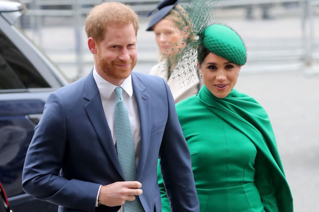 Prince Harry and Meghan, Duchess of Sussex meet children as she attends the Commonwealth Day Service 2020