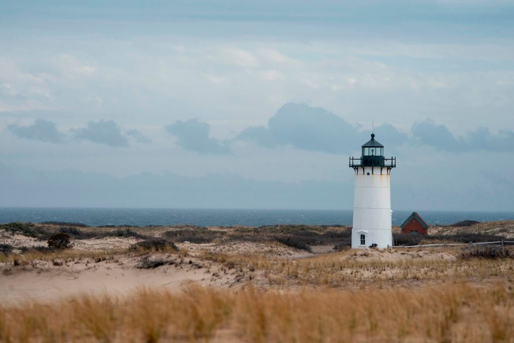 Race Point Lighthouse near Race Point Beach on Cape Cod April 15, 2019 near Provincetown, Massachusetts, the place Season 10 of 'American Horror Story' might film.