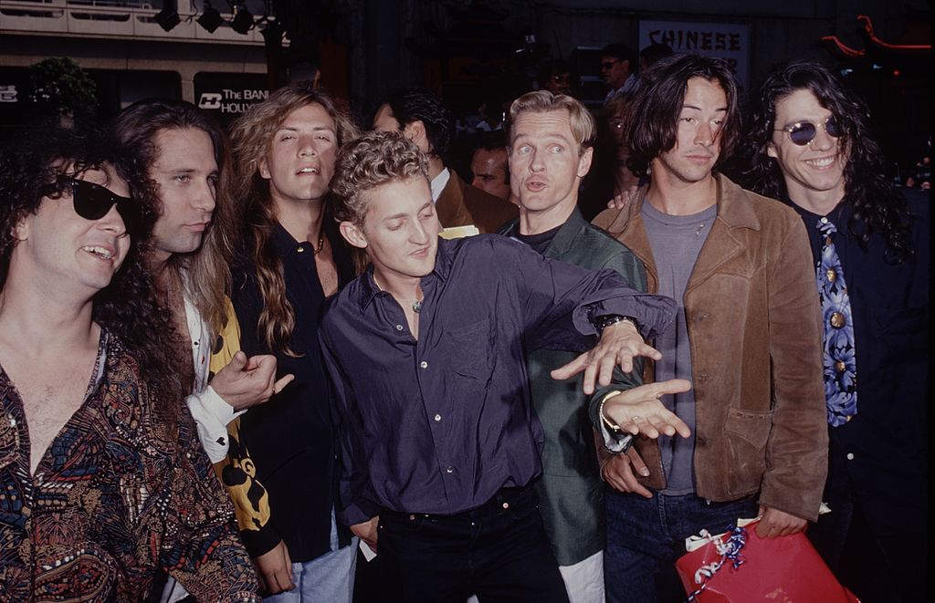 Alex Winter, William Sadler, and Keanu Reeves at the premiere of 'Bill & Ted's Bogus Journey'