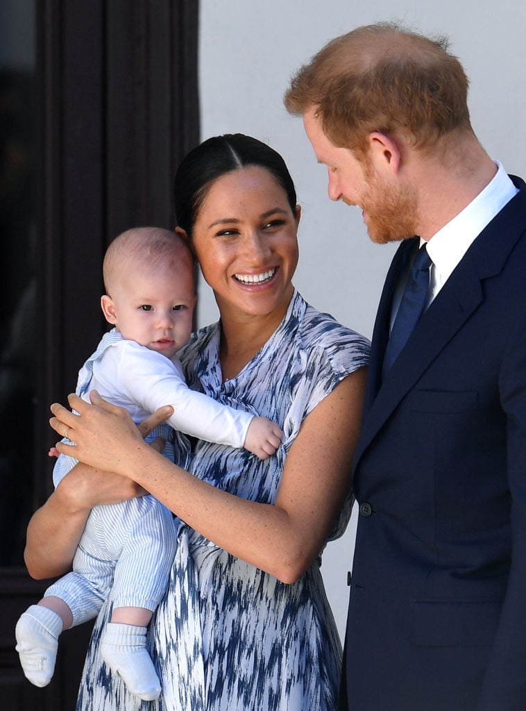 Archie Harrison Mountbatten-Windsor, Meghan Markle, and Prince Harry in 2019