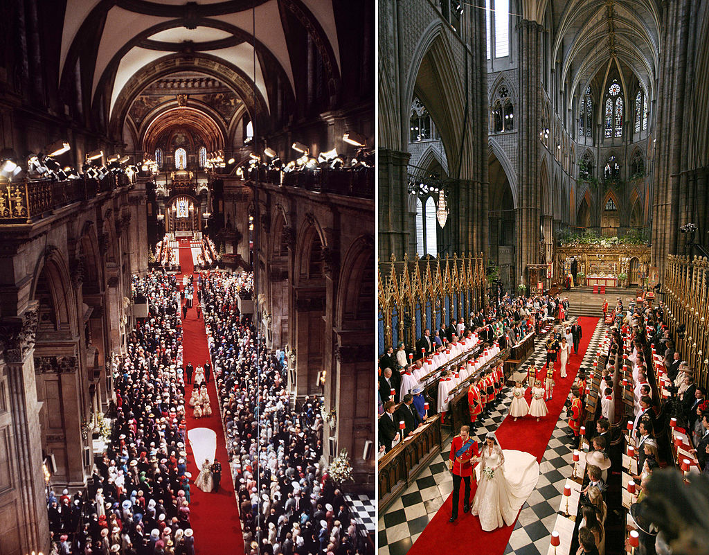 Royal Wedding Cathedral View, Princess Diana and Prince Charles; Prince William and Kate Middleton