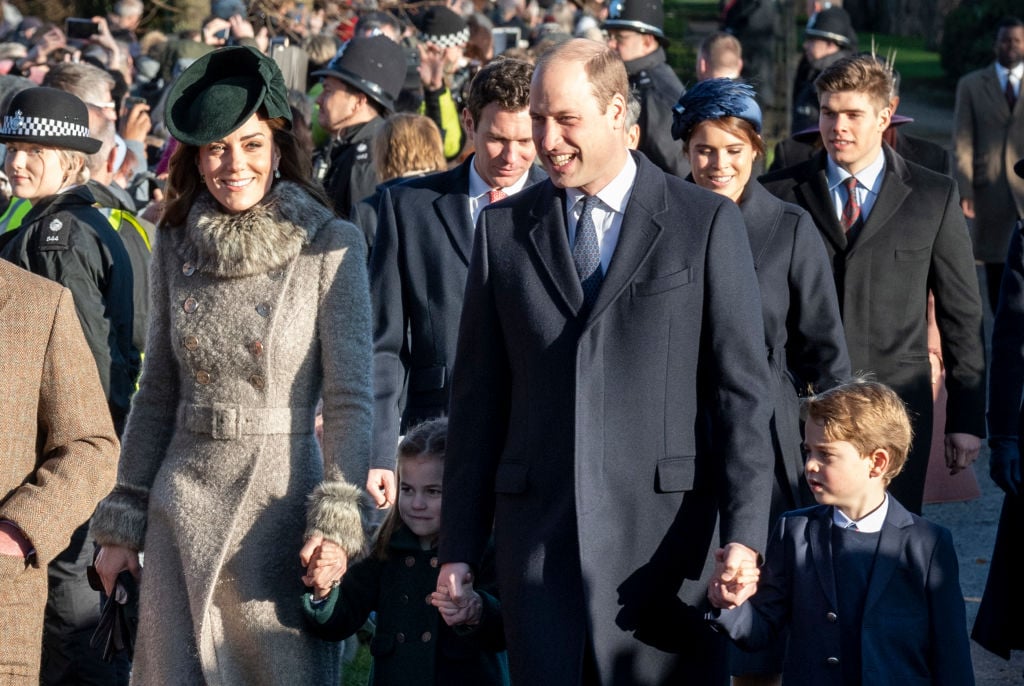 Catherine, Duchess of Cambridge, Prince William, Prince George, and Princess Charlotte attend church on Christmas Day