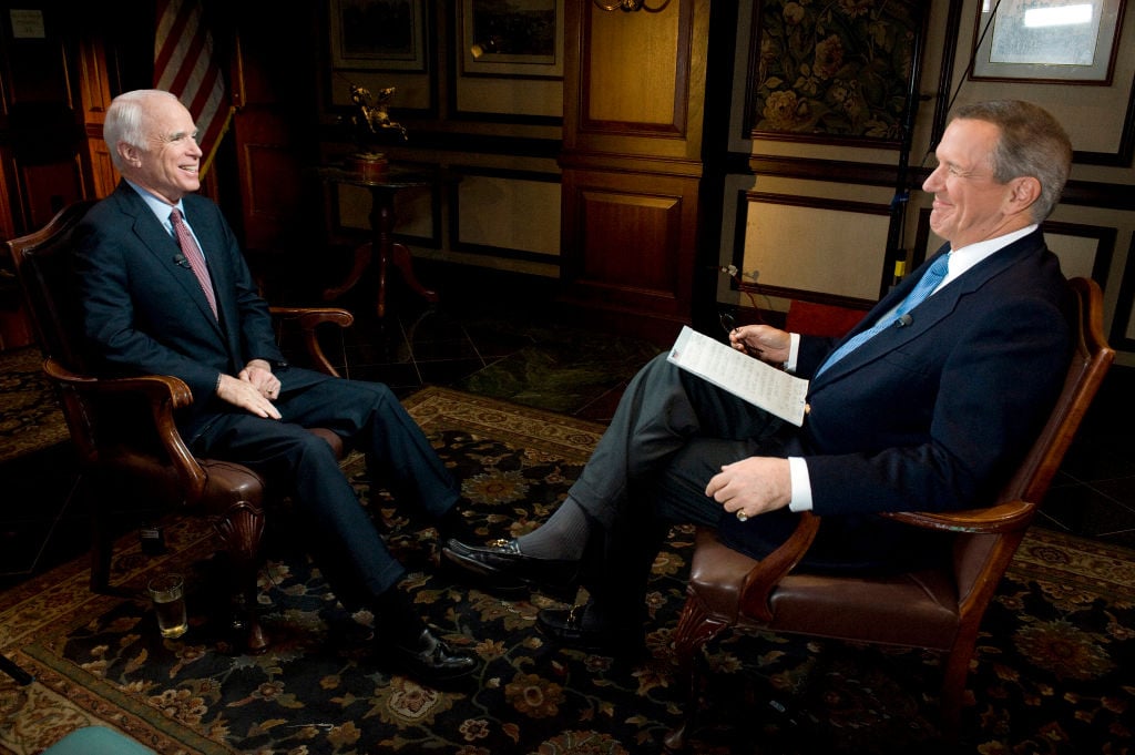 Charles Gibson (right) and John McCain on ABC's 'World News Tonight', 2008