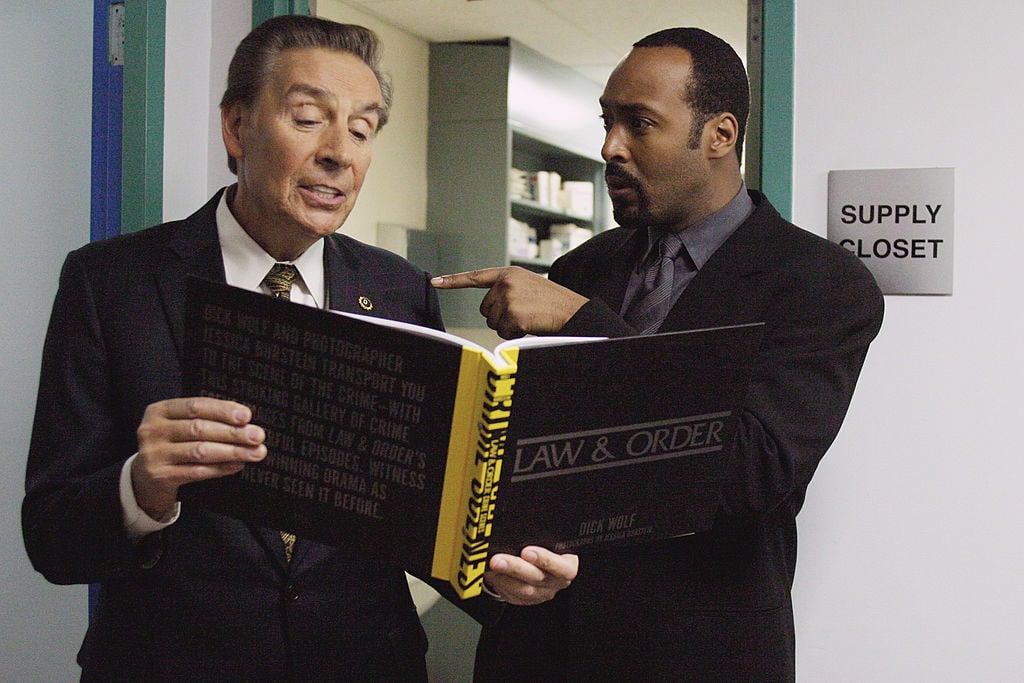 Jerry Orbach and Jesse L. Martin on the set of 'Law & Order'
