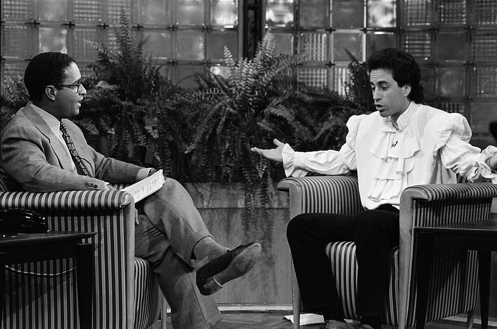 Jerry Seinfeld and Bryant Gumbel in a scene from 'Seinfeld'