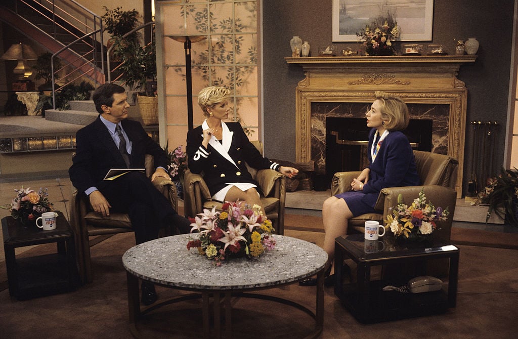 Charles Gibson, left, with Joan Lunden and Hillary Clinton on 'Good Morning America' , 1994