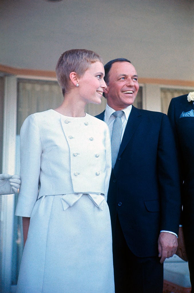 Mia Farrow and Frank Sinatra on the day of their 1966 wedding
