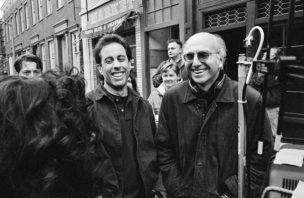 Jerry Seinfeld and Larry David on the set of 'Seinfeld', 1998