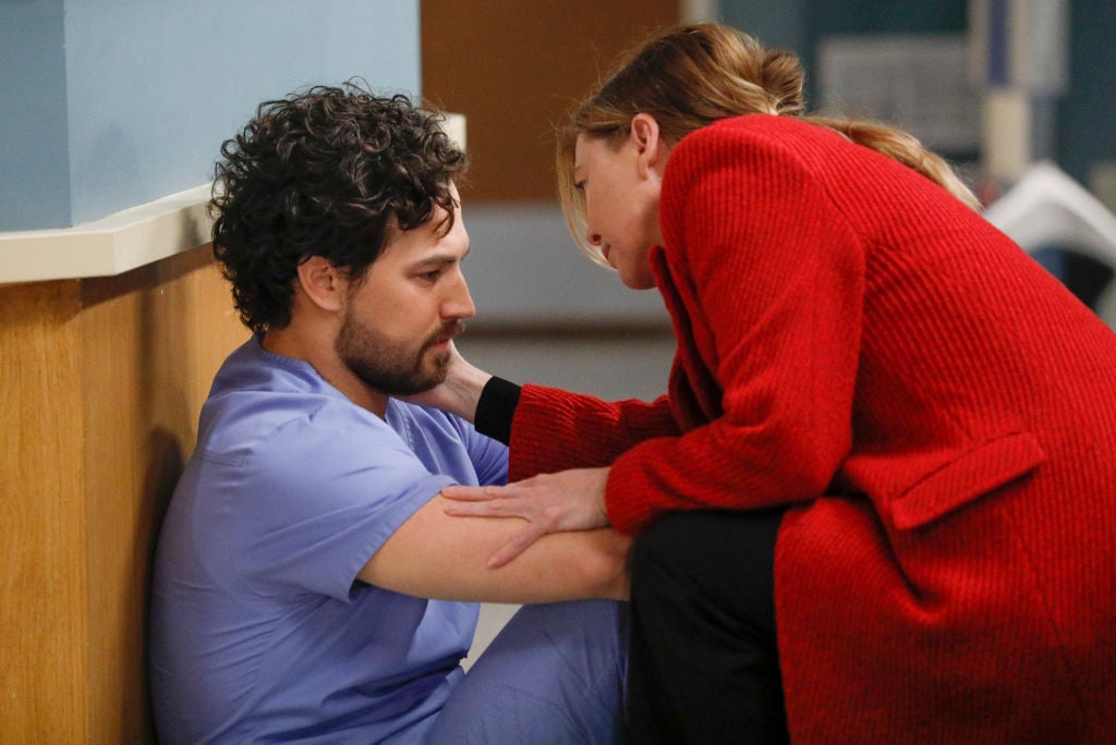 Giacomo Gianniotti as Andrew DeLuca and Ellen Pompeo as Meredith Grey on 'Grey's Anatomy' Season 16